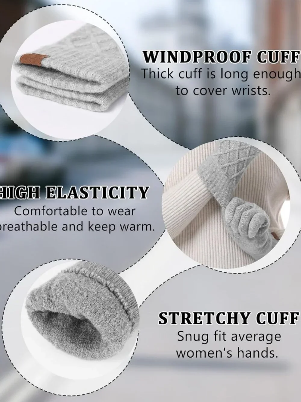 Cozy Thermal Knit Winter Gloves for Women - 3 Pairs Touchscreen, Warm & Elastic